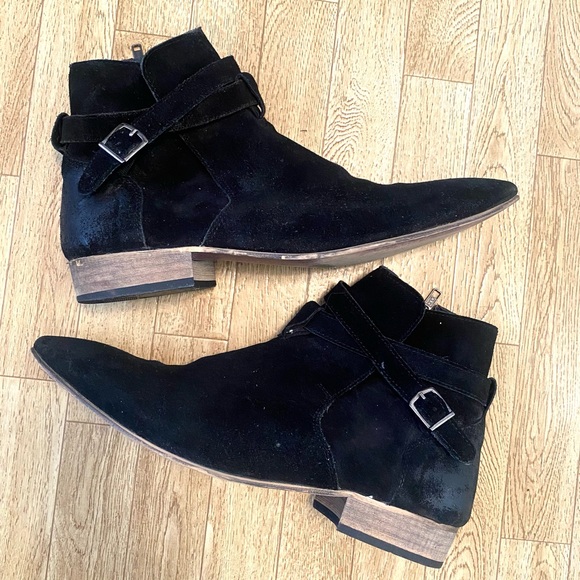 Topman Mens Ankle Boots Black Suede 